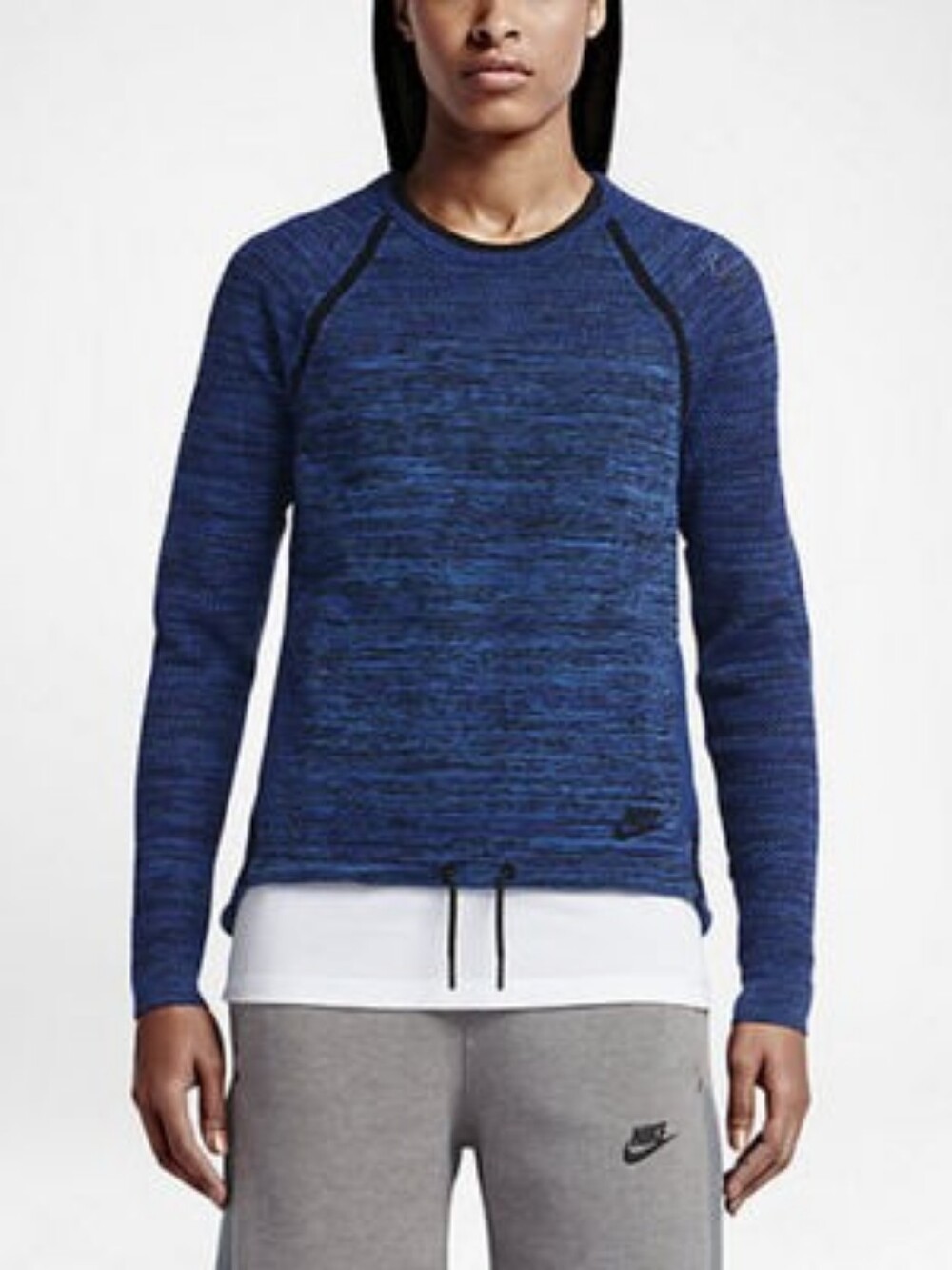 Nike Blue Marled Crew Pullover with Black Trim